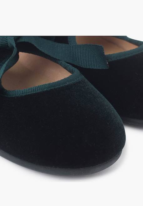 Chaussures babies velours avec nœud gros-grain filles Beige+Bleu de france+Bleu marine+Bordeaux+Gris+Noir+Rose pâle+Vert 48 - vertbaudet enfant 