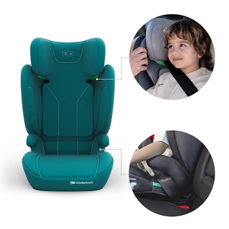 Siège Auto Kinderkraft I-SPARK 2 PLUS i-Size 100-150 cm 2 en 1 avec Booster, H-GUARD, SPS et Appuie-Tête 10 Positions Gris+Noir+Rose+Vert 22 - vertbaudet enfant 