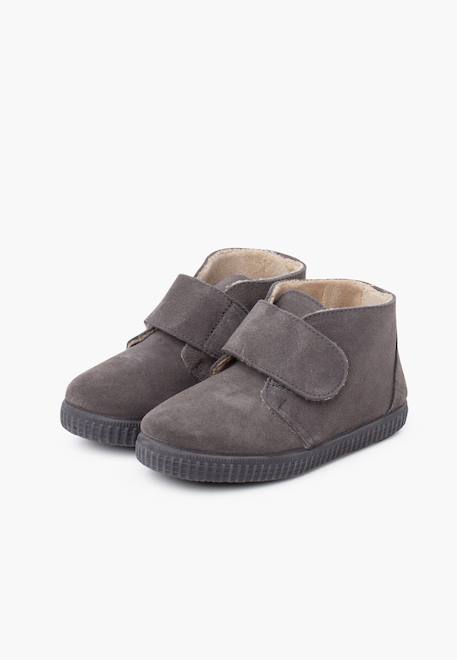 Bottines à brides larges adhérentes en fourrure Bleu+Bleu marine+Camel+Gris+Rose+Taupe 22 - vertbaudet enfant 