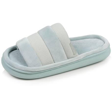 Chaussons mules ouvertes velours semelle bloup xtra confort Bleucanard+Léopard camel+Multicolor+Vertamande 19 - vertbaudet enfant 