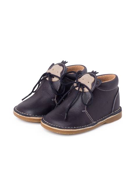 Bottines en cuir à lacets monkey face Bleu marine+Couleur cuir+Marron 4 - vertbaudet enfant 