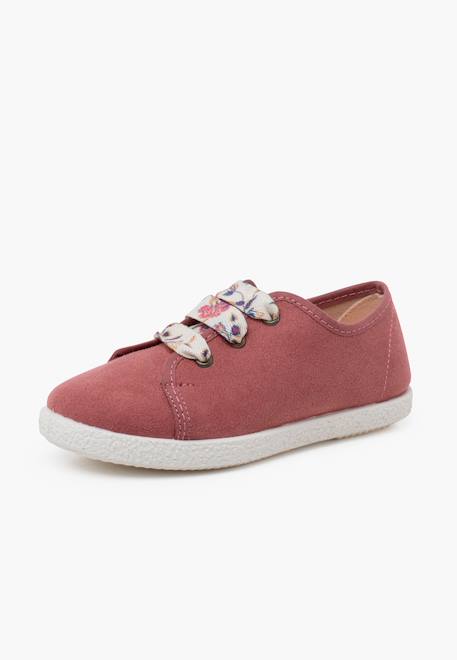 Baskets à lacets fleurs en serratex Taupe+Vieux rose 8 - vertbaudet enfant 