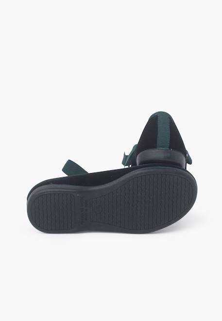 Chaussures babies velours avec nœud gros-grain filles Beige+Bleu de france+Bleu marine+Bordeaux+Gris+Noir+Rose pâle+Vert 45 - vertbaudet enfant 