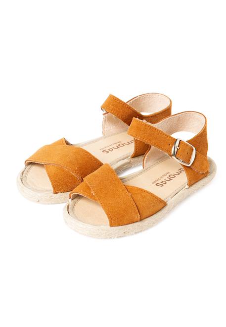Sandale en suède brides croisées et semelle en jute Bleu+Camel 9 - vertbaudet enfant 