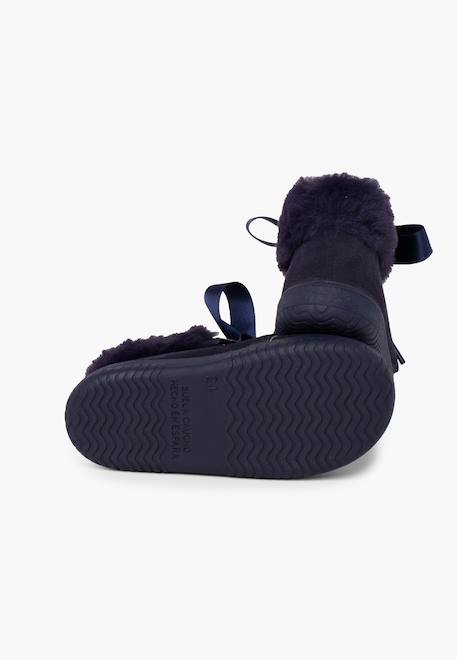 Bottines en suède fille col fourrure lacets en satin Bleu marine+Gris+Marron+Rose+Taupe 3 - vertbaudet enfant 