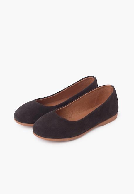 Ballerines plates en suède pour filles s Bordeaux+Gris foncé+Taupe 10 - vertbaudet enfant 