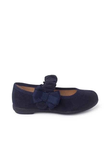 Chaussures babies bride froncée et nœud pour fille Bleu marine+Gris+Rose+Sable 1 - vertbaudet enfant 