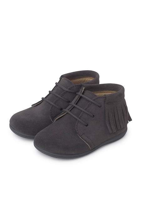 Bottes frangées à lacets premiers pas Bleu marine+Gris+Marron+Rose+Taupe 10 - vertbaudet enfant 