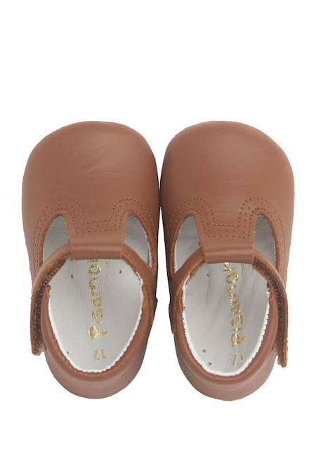 Salomés en cuir avec fermeture scratch Beige+Blanc+Bleu marine+Couleur cuir+Gris 23 - vertbaudet enfant 