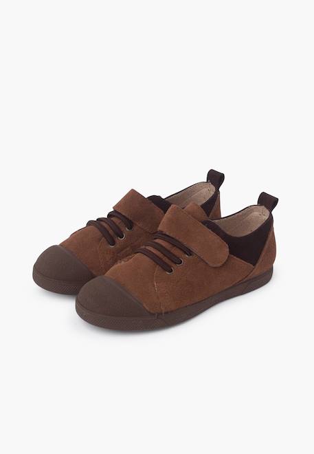 Baskets avec fermeture adhérente et laçage élastique Camel+Gris 4 - vertbaudet enfant 