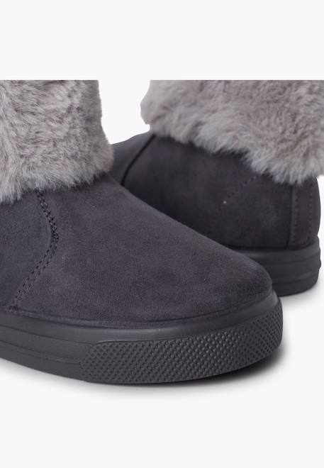 Bottes à col roulé en fourrure pour fille Bleu marine+Gris+Rose+Taupe 12 - vertbaudet enfant 