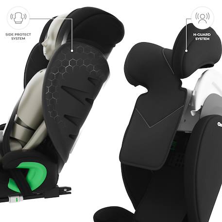Siège Auto Kinderkraft JUNIOR FIX 2 PLUS 100-150 cm avec ISOFIX, H-GUARD, SPS, AIR FLOW et Appuie-Tête Réglable Black+Green+Grey+Pink 3 - vertbaudet enfant 