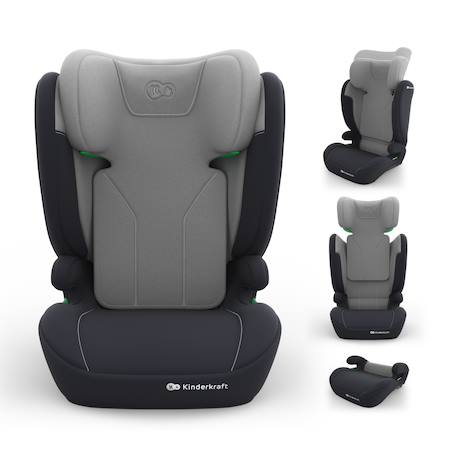 Siège Auto Kinderkraft I-SPARK 2 PLUS i-Size 100-150 cm 2 en 1 avec Booster, H-GUARD, SPS et Appuie-Tête 10 Positions Gris+Noir+Rose+Vert 1 - vertbaudet enfant 