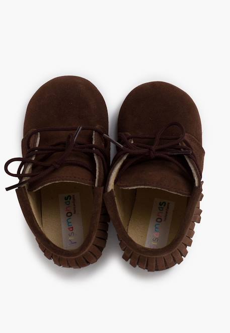 Bottes frangées à lacets premiers pas Bleu marine+Gris+Marron+Rose+Taupe 17 - vertbaudet enfant 