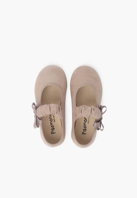 Chaussures babies bride froncée et nœud pour fille Bleu marine+Gris+Rose+Sable 23 - vertbaudet enfant 