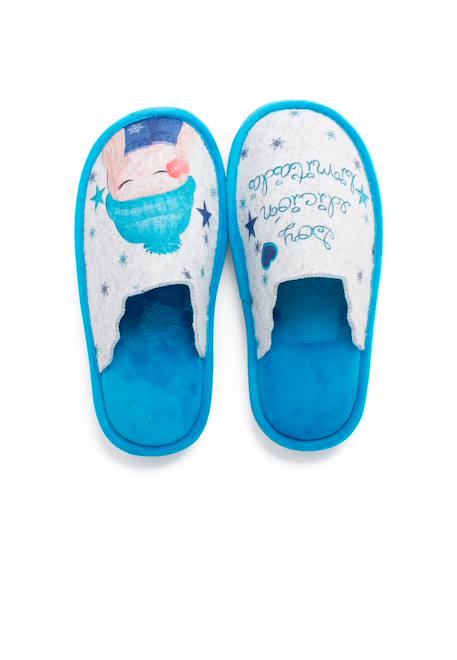 Sabots de maison en feutre  phrases Bleu marine+Turquoise 12 - vertbaudet enfant 