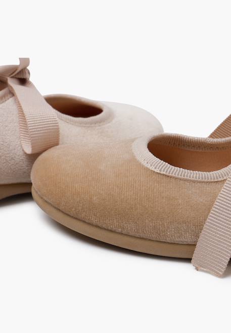 Chaussures babies velours avec nœud gros-grain filles Beige+Bleu de france+Bleu marine+Bordeaux+Gris+Noir+Rose pâle+Vert 6 - vertbaudet enfant 