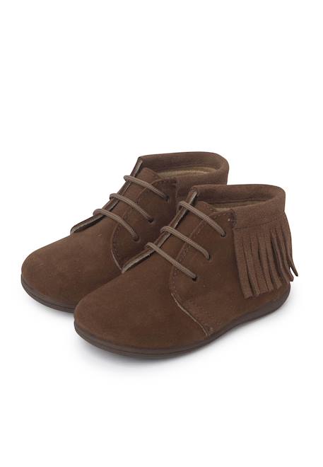 Bottes frangées à lacets premiers pas Bleu marine+Gris+Marron+Rose+Taupe 28 - vertbaudet enfant 