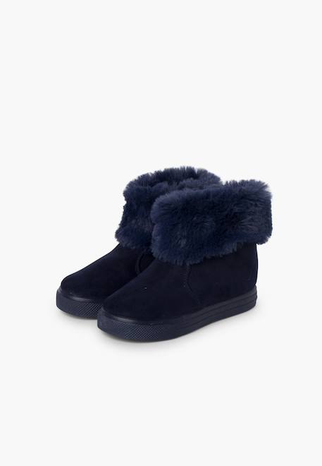Bottes à col roulé en fourrure pour fille Bleu marine+Gris+Rose+Taupe 4 - vertbaudet enfant 