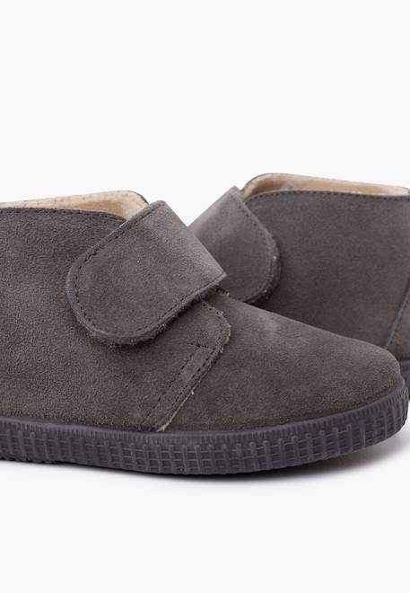 Bottines à brides larges adhérentes en fourrure Bleu+Bleu marine+Camel+Gris+Rose+Taupe 24 - vertbaudet enfant 