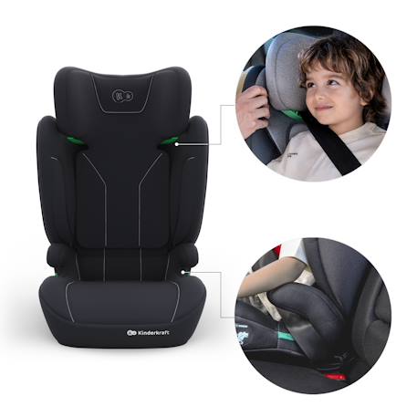 Siège Auto Kinderkraft I-SPARK 2 PLUS i-Size 100-150 cm 2 en 1 avec Booster, H-GUARD, SPS et Appuie-Tête 10 Positions Gris+Noir+Rose+Vert 10 - vertbaudet enfant 