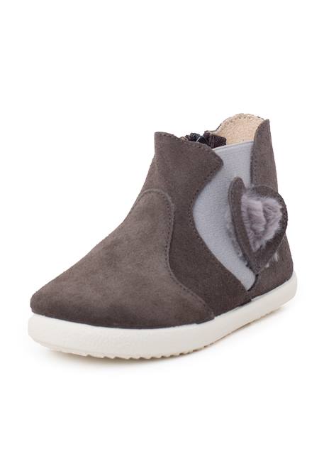 Botte élastique latérale avec coeur Gris+Rose 2 - vertbaudet enfant 