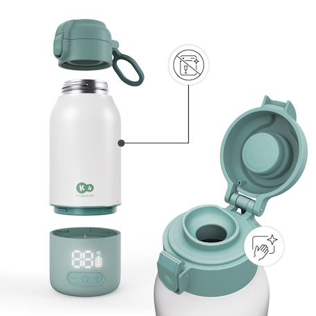 Chauffe-biberon nomade 2-en-1 GAJA, thermos 500 ml, chauffe rapide 120 s, maintien au chaud 20 h, batterie rechargeable usb Beige+Vert 12 - vertbaudet enfant 