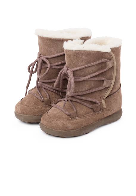 Bottes en peau de mouton avec fermeture collante Gris+Taupe 10 - vertbaudet enfant 