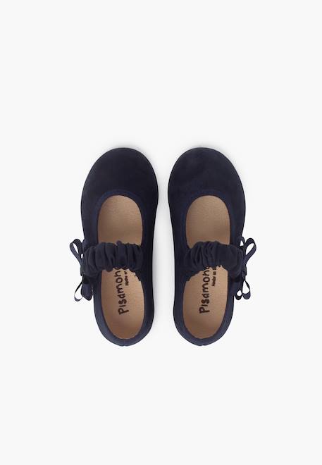Chaussures babies bride froncée et nœud pour fille Bleu marine+Gris+Rose+Sable 5 - vertbaudet enfant 