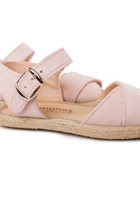 Sandale en suède brides croisées et semelle en jute Bleu+Camel+Rose 16 - vertbaudet enfant 