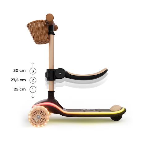 Trottinette Kinderkraft RAKET UP 2 en 1 avec Siège Réglable, Roues RGB et LED, Guidon Ajustable et Pliage Compact Beige+Black+Blue+Pink 3 - vertbaudet enfant 