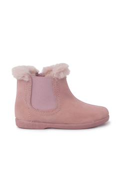 Chaussures-Bottines chelsea pour filles avec col en fourrure