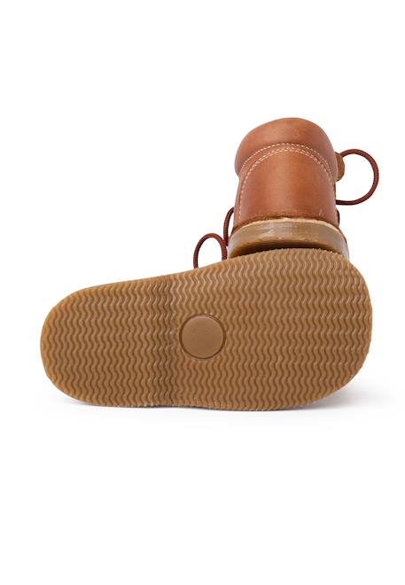 Bottines en cuir à lacets monkey face Bleu marine+Couleur cuir+Marron 9 - vertbaudet enfant 