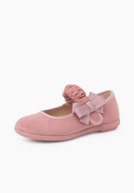 Chaussures babies bride froncée et nœud pour fille Bleu marine+Gris+Rose+Sable 14 - vertbaudet enfant 