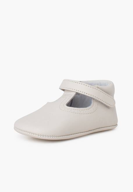 Salomés en cuir avec fermeture scratch Beige+Blanc+Bleu marine+Couleur cuir+Gris 2 - vertbaudet enfant 