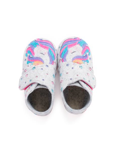 Chaussons en feutre avec fermeture adhésive Licorne multicolore+Toile d'araignée bleue 5 - vertbaudet enfant 