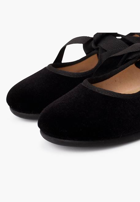 Chaussures babies velours avec nœud gros-grain filles Beige+Bleu de france+Bleu marine+Bordeaux+Gris+Noir+Rose pâle+Vert 36 - vertbaudet enfant 