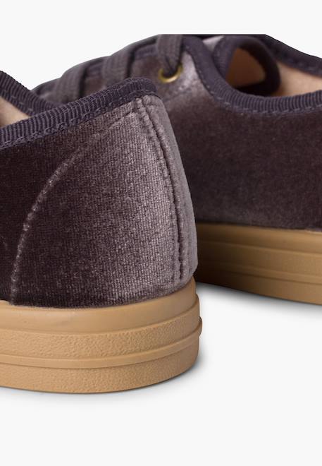 Chaussures à lacets en velours à semelle large pour enfants Gris 6 - vertbaudet enfant 