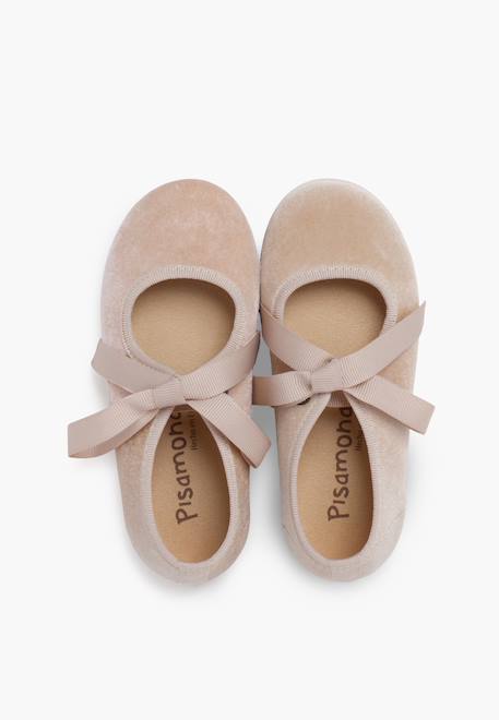 Chaussures babies velours avec nœud gros-grain filles Beige+Bleu de france+Bleu marine+Bordeaux+Gris+Noir+Rose pâle+Vert 5 - vertbaudet enfant 