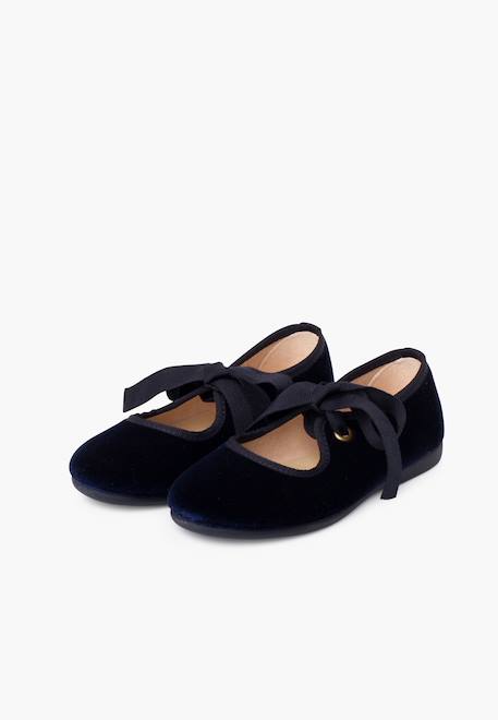 Chaussures babies velours avec nœud gros-grain filles Beige+Bleu de france+Bleu marine+Bordeaux+Gris+Noir+Rose pâle+Vert 16 - vertbaudet enfant 