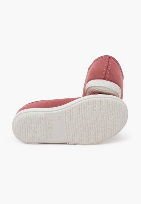 Baskets à lacets fleurs en serratex Taupe+Vieux rose 9 - vertbaudet enfant 