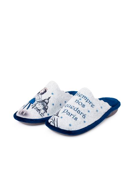 Sabots de maison en feutre  phrases Bleu marine+Turquoise 4 - vertbaudet enfant 