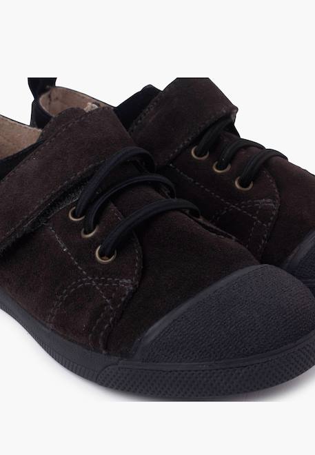 Baskets avec fermeture adhérente et laçage élastique Camel+Gris 12 - vertbaudet enfant 