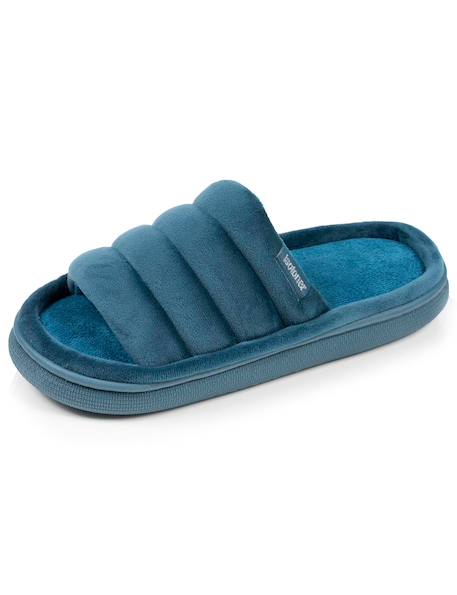 Chaussons mules ouvertes velours semelle bloup xtra confort Bleucanard+Léopard camel+Multicolor+Vertamande 6 - vertbaudet enfant 