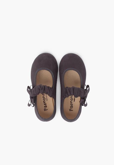 Chaussures babies bride froncée et nœud pour fille Bleu marine+Gris+Rose+Sable 11 - vertbaudet enfant 