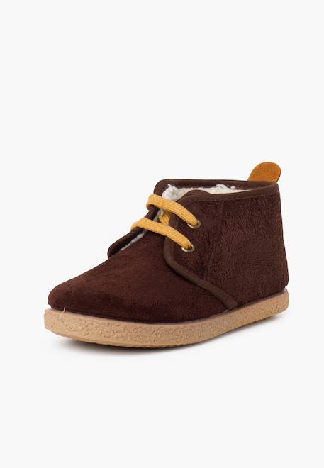 Bottines doublées en suède de mouton avec bande arrière Gris+Marron 8 - vertbaudet enfant 