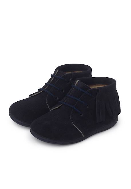 Bottes frangées à lacets premiers pas Bleu marine+Gris+Marron+Rose+Taupe 4 - vertbaudet enfant 
