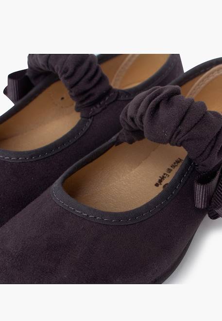 Chaussures babies bride froncée et nœud pour fille Bleu marine+Gris+Rose+Sable 12 - vertbaudet enfant 