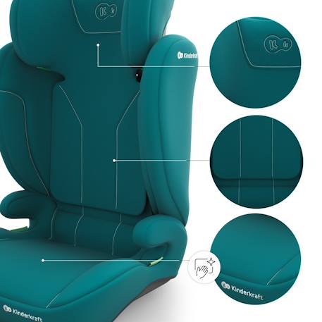 Siège Auto Kinderkraft I-SPARK 2 PLUS i-Size 100-150 cm 2 en 1 avec Booster, H-GUARD, SPS et Appuie-Tête 10 Positions Gris+Noir+Rose+Vert 23 - vertbaudet enfant 