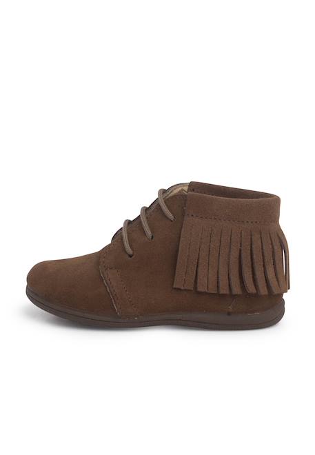 Bottes frangées à lacets premiers pas Bleu marine+Gris+Marron+Rose+Taupe 25 - vertbaudet enfant 
